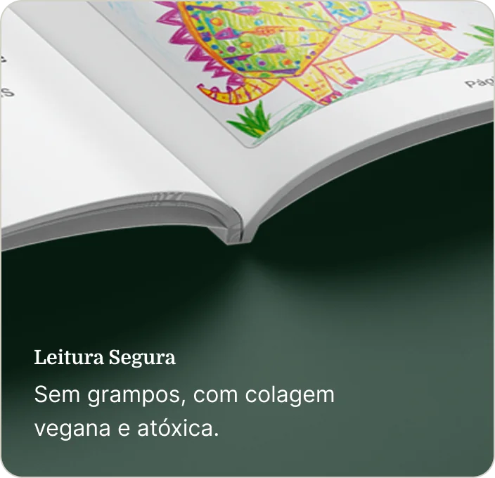 Leitura segura: livro sem grampos, com colagem vegana e atóxica